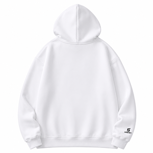 Sweat-shirt à capuche blanc pour homme SINEWY, coupe classique, coton French Terry, fermeture éclair, imprimé, poche avant, vêtement décontracté pour l'automne - Product Image 2