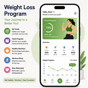 Application mobile de programme de perte de poids intelligent, suivi des objectifs de remise en forme et de nutrition, plans personnalisés, compatible Android, iOS et web - Product Image 1