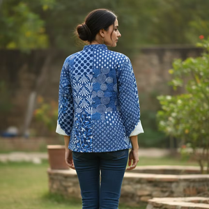 Chaqueta de Mujer 100% Algodón Acolchada Reversible Ecológica de Invierno con Estampado Floral, Mangas Largas y Forro de Algodón - Product Image 2