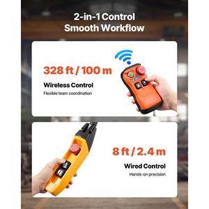 Paranco Elettrico a Catena da 2200 Libbre, Altezza di Sollevamento 10 Piedi, 120V Monofase, Gru a Ponte, Telecomando Wireless 328 Piedi, Telecomando Cablato 8 Piedi - Product Image 4