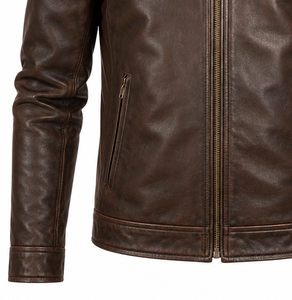 Premium Genuine <b>Leather</b> <b>Jacket</b> Wholesale OEM ODM Custom Design Men’s Fashion Biker <b>Jacket</b> Factory Supplier Export Quality - Product Image 5
