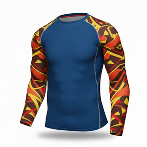 Wholesale Custom Sublimated <b>Compression</b> Gym <b>Shirt</b> Long Sleeve BJJ Rashguard MMA Rash Guard Fully Sublimation Printed Low price - Product Image 6