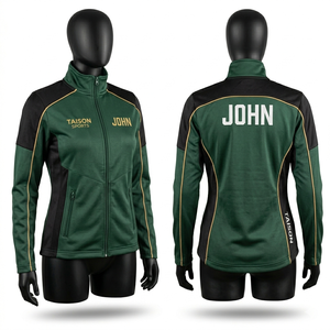 Sweat à capuche d'entraînement de hockey sur glace pour femmes, 260 GSM, polaire polyester premium respirant, design à panneaux vert et noir, logo personnalisé par sublimation - Product Image 1