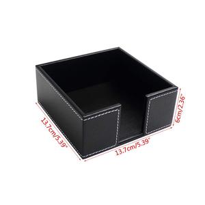 Porte-serviettes carré en similicuir noir de qualité supérieure avec surpiqûres contrastées - Product Image 2