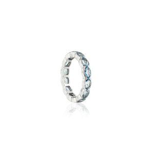Anillo de Eternidad Completo con Aguamarina de Corte Ovalado, Diseño Exquisito, Superventas, Oro Blanco Real K14, Colección de Joyería para Uso Diario - Product Image 5
