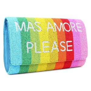 Bolso de Cuentas Hecho a Mano con Diseño de Rayas Arcoíris Bohemio Totalmente Nuevo para Mujer, Bolso Cruzado de Moda con Cadena, Logotipo Personalizado, para Fiestas - Product Image 2