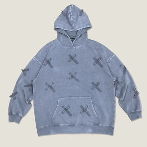 Women's Oversized Hoodie Embroidered Geometric Pattern Full Sleeve Knitted Cotton Autumn Casual Wear - Product Image 1