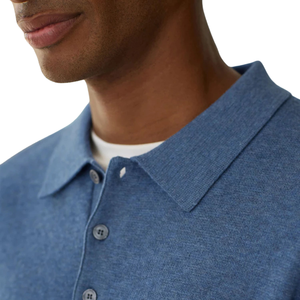 Light <b>Blue</b> Premium Ultrasoft Smart Knitted <b>Polo</b> <b>Shirt</b> with Wool for Men Long Sleeve Casual Knitwear Pullover Winter Fashion Tops - Product Image 5