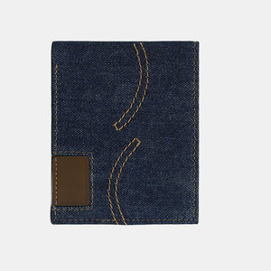 Mini portefeuille en jean de style vintage, porte-monnaie en denim souple, porte-cartes portable, petit organisateur de poche pour usage quotidien - Product Image 1