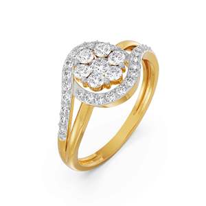 Bague de fiançailles ronde en moissanite avec pavé incurvé, plaqué or/argent/or rose, bijoux élégants pour mariée et fête de mariage - Product Image 3