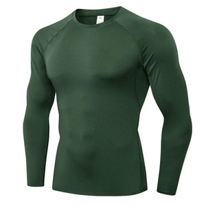 Men's Full Sleeve Rash Guard Breathable Quick Dry Seamless Spandex/Nylon Front Logo Athletic Wear for Workout UPF50+ - Product Image 1