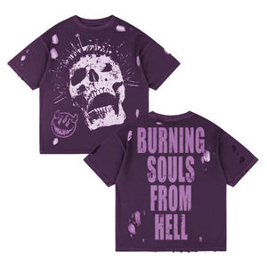 Camiseta Negra Oversize de Algodón Grueso Lavado con Estampado Gráfico para Hombre, Venta al por Mayor OEM, Camisetas Casuales Personalizadas - Product Image 5