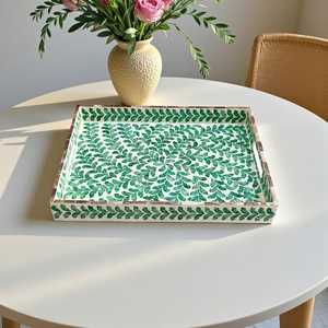 Modern Luxe Bone Inlay Round Multipurpose <b>Storage</b> <b>Tray</b> with Premium Handcrafted Mosaic Design for Jewellry and Decoration - Product Image 1