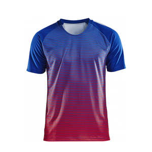 เสื้อยืดกีฬาแบบซับลิเมชั่นสีน้ำเงินแดงไล่เฉดสีสำหรับทีม - Product Image 1