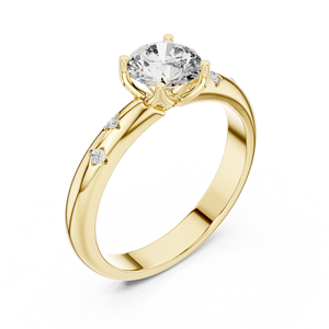 Bague solitaire élégante en or jaune 18 carats plaqué rhodium avec diamant de laboratoire 1 carat, sertie de pierres affleurantes, certifiée IGI, pour mariage de luxe - Product Image 1