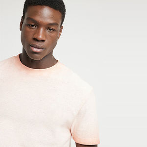 T-shirt en toile respirant à séchage rapide pour homme, col confortable, coupe ajustée, polyester/coton, qualité supérieure, couleur orange délavé - Product Image 5