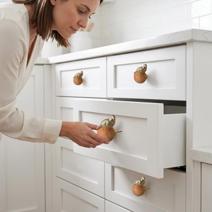 Resin & Wood Cabinet <b>Knob</b> with <b>Silver</b> Bird Topper Modern Round Design for Kitchen Bedroom & Living Room <b>Drawers</b> - Product Image 3
