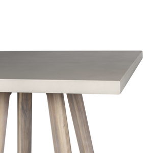 Modern Square <b>Bar</b> <b>Table</b> With Stone Top And Wood Trestle Base For Home <b>Bar</b> Use - Product Image 4