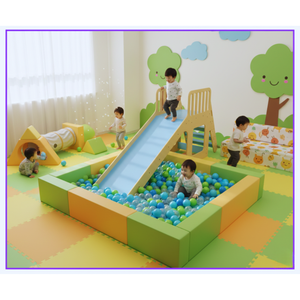 Wooden <b>Slide</b> For Kids Indoor Playset With Blue Surface And Stairs For Home Use - Product Image 5