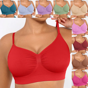Sujetador deportivo clásico sin costuras de color liso con cuello en V y tirantes en Y para mujer, de secado rápido, cintura baja, para correr y yoga - Product Image 6