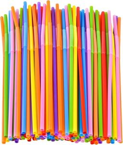 100 pailles flexibles en plastique colorées jetables, pailles fantaisie pliables pour fêtes, pailles extra longues de 12,8 pouces, décorations de fête, pailles en PP - Product Image 2