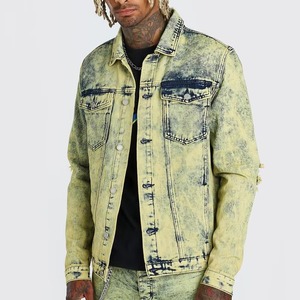 Acid Wash <b>Denim</b> Jacket Vintage Retro Jean <b>Coat</b> for Men Streetwear Fashion Outerwear Wholesale Supplier OEM - Product Image 1