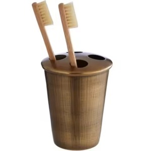 Polished Nickel Finish Brass <b>Toothbrush</b> <b>Holder</b> Modern Eco-Friendly Two-piece Bathroom Countertop Organizer - Product Image 4