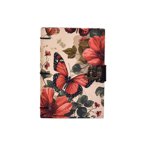สมุดโน้ตกระดาษ A5 ลายผีเสื้อและดอกไม้ สมุดบันทึกแบบรักษ์โลก พร้อมตัวล็อคโลหะ ทำจากกระดาษรีไซเคิล ขายส่งจำนวนมาก - Product Image 1