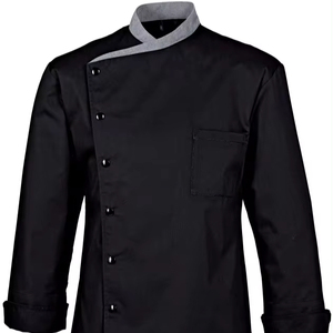Veste de chef unisexe blanche à manches longues en coton, double boutonnage, haute qualité, séchage rapide, uniformes pour restaurants et bars - Product Image 1