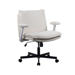 Sedia da Ufficio con Telaio Incrociato e Rotelle, Design Ergonomico a Gambe Incrociate, Braccioli Pieghevoli, Seduta Ampia Imbottita - Product Image 3