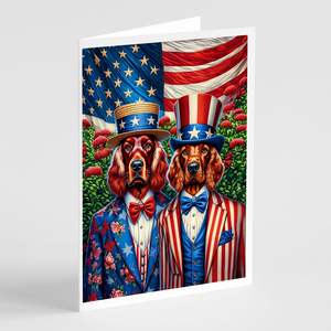 All American Irish Setter Whimsical A7 Tarjetas de felicitación Paquete de 8 tarjetas de notas en blanco con sobres Tamaño 5x7 - Product Image 1