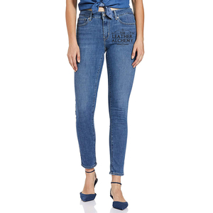 Jeans Ajustados Elásticos de Mezclilla para Mujer, de Alta Calidad, Transpirables, Lavados, Personalizados, en Venta - Product Image 1