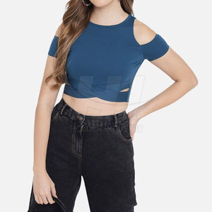 Custom Size Women <b>Crop</b> <b>Top</b> T-Shirt Summer Eco-Friendly Canvas 100% Cotton Breathable Casual Style High Quality OEM Custom - Product Image 4