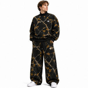 Conjuntos de Sudadera con Cuello Alto y Estampado de Camuflaje Forestal Personalizado, Joggers Holgados, Sudaderas Oversize ODM de Corte Cuadrado, Estilo Urbano de Forro Polar Grueso - Product Image 1