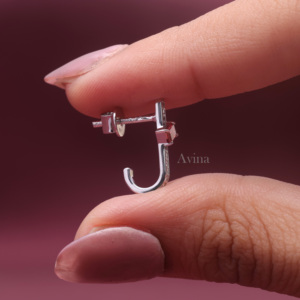 IGI Certified Lab Grown Diamond Pink Emerald Cut <b>Huggie</b> Hoop Earrings in Solid 925 Sterling <b>Silver</b> | Luxury Fine Jewelry - Product Image 4