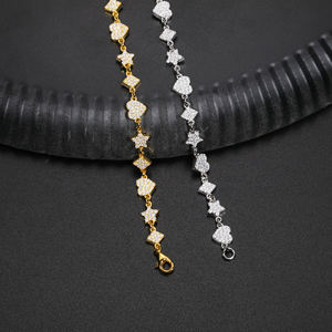 Luxury 925 Silver 18K Gold Plated Heart Cut Crystal Chain Bracelet Unisex Everyday Wear - Product Image 2