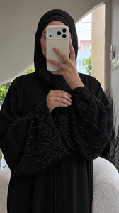 อาบายะห์สีขาวพรีเมียมปักลายหลายชั้น พร้อมฮิญาบเข้าชุด |   ชุดอิสลามที่สง่างามและเรียบร้อยสำหรับวันอีด รอมฎอน และโอกาสพิเศษ - Product Image 3