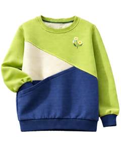 Sudadera Personalizada para Mujer en Verde Lima y Azul Marino, Cuello Redondo, Felpa Suave, Informal, para Invierno, con Detalle Bordado - Product Image 1