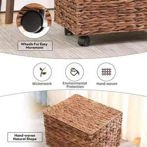 <b>Cheap</b> Price Eco-friendly Woven Vietnam Water Hyacinth Rattan Trunk with Black Wheel Durable Space-saving for Home Organization - Product Image 5
