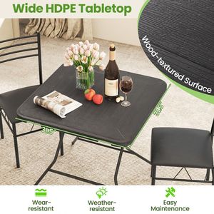 2.6FT Wood Grain HDPE Tabletop Outdoor <b>Dining</b> <b>Table</b> with Non-slip Foot Pads <b>Foldable</b> Design - Product Image 6