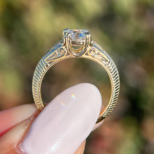 0.80 Carat Lab-Grown Round Cut Diamond <b>Ring</b> Classic 14K Yellow Gold Rhodium Plated Engagement & Wedding Jewelry - Product Image 3
