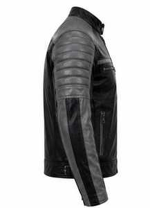 เสื้อแจ็คเก็ตหนังผู้ชายสไตล์นักขี่มอเตอร์ไซค์ คอตั้ง ปิดด้วยซิป - Product Image 4