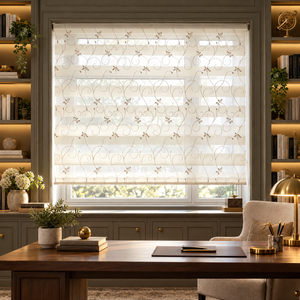Stores Jacquard Modernes à Motif Floral Zèbre, Filtrant la Lumière et Bloquant les UV, pour Fenêtre à Battant de Villa, Maison ou Bureau - Product Image 1