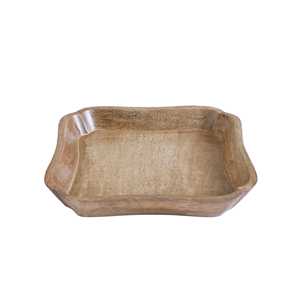 Plateau décoratif rectangulaire en bois d'acacia foncé, moderne, fait main, avec accents en laiton, design monobloc, artisanat de précision, plateaux à fruits - Product Image 5
