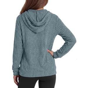 Pull en tricot à capuche zippé, couleur unie, décontracté, respirant, coupe classique, unisexe, pour l'automne - Product Image 6