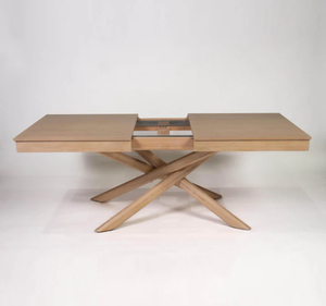 Ensemble de table à manger moderne en teck massif avec chaises rembourrées et design à base croisée pour salle à manger, maison, villa, restaurant - Product Image 4