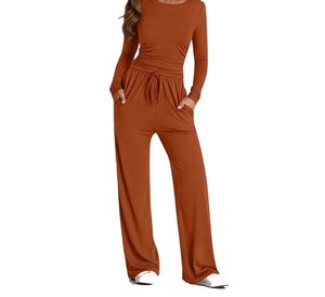 Custom Design Women's <b>Vintage</b> Style Solid Color Polyester/Cotton Anti-Shrink Lightweight Regular Fit Hooded Drawstring <b>Tracksuit</b> - Product Image 4
