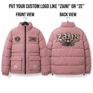 Chaqueta Acolchada de Poliéster Rosa para Hombre, 300 GSM, Abrigo de Invierno Cálido, Logotipo Bordado Personalizado, Cuello Alto, Cierre Frontal con Cremallera, Calidad Premium - Product Image 1