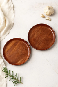 Juego de Platos de Madera Hechos a Mano |   Platos de Madera de Acacia Natural para Servir, Comer y Decoración de Cocina - Product Image 2