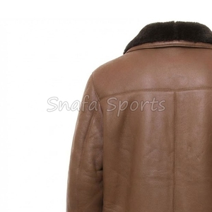 Men's Winter Fox Fur Leather Bomber Jacket Brown Genuine Thick Canvas Front Logo Stand Collar Warm <b>Coat</b> - Product Image 6